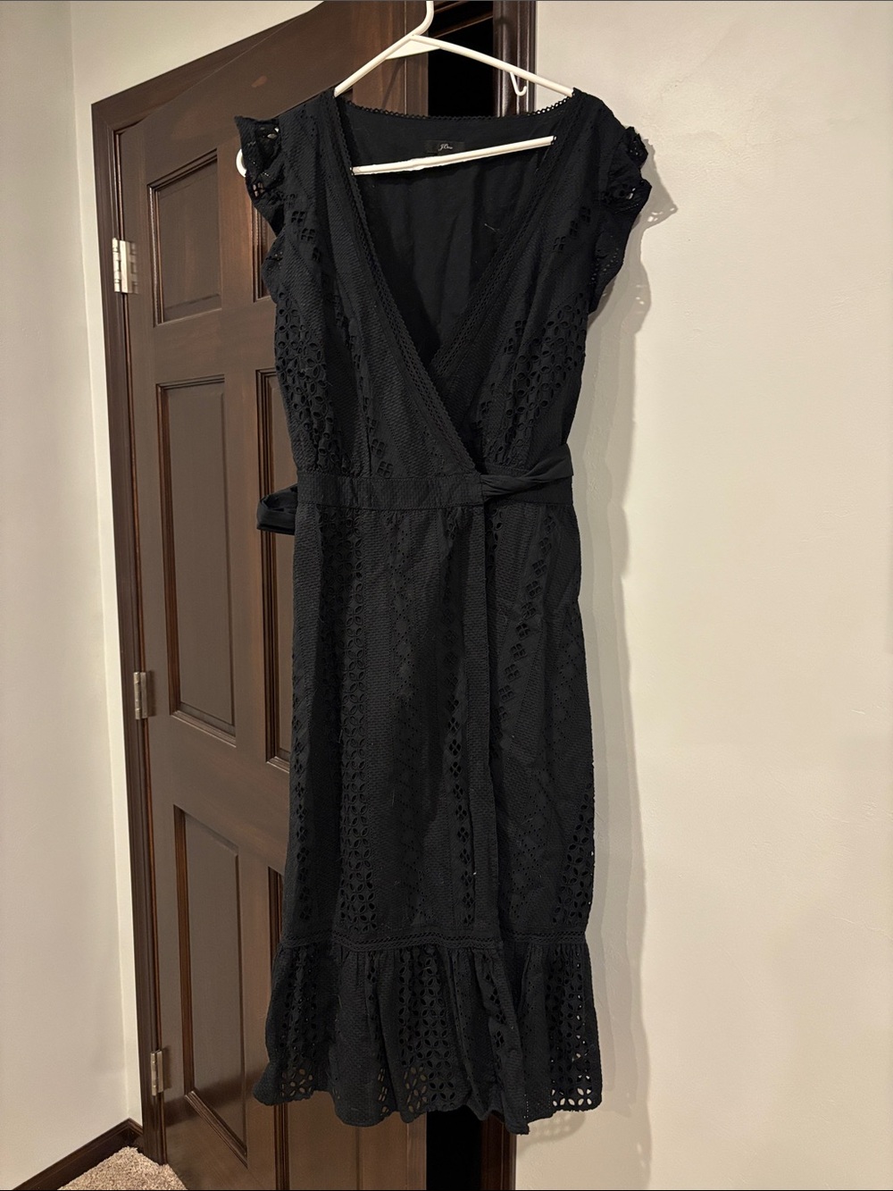 Black Lace Wrap Midi Dress - Elegant Women's Dress